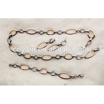 Stainless steel necklace bracelet earrings Rose Gold plating jewelry sets